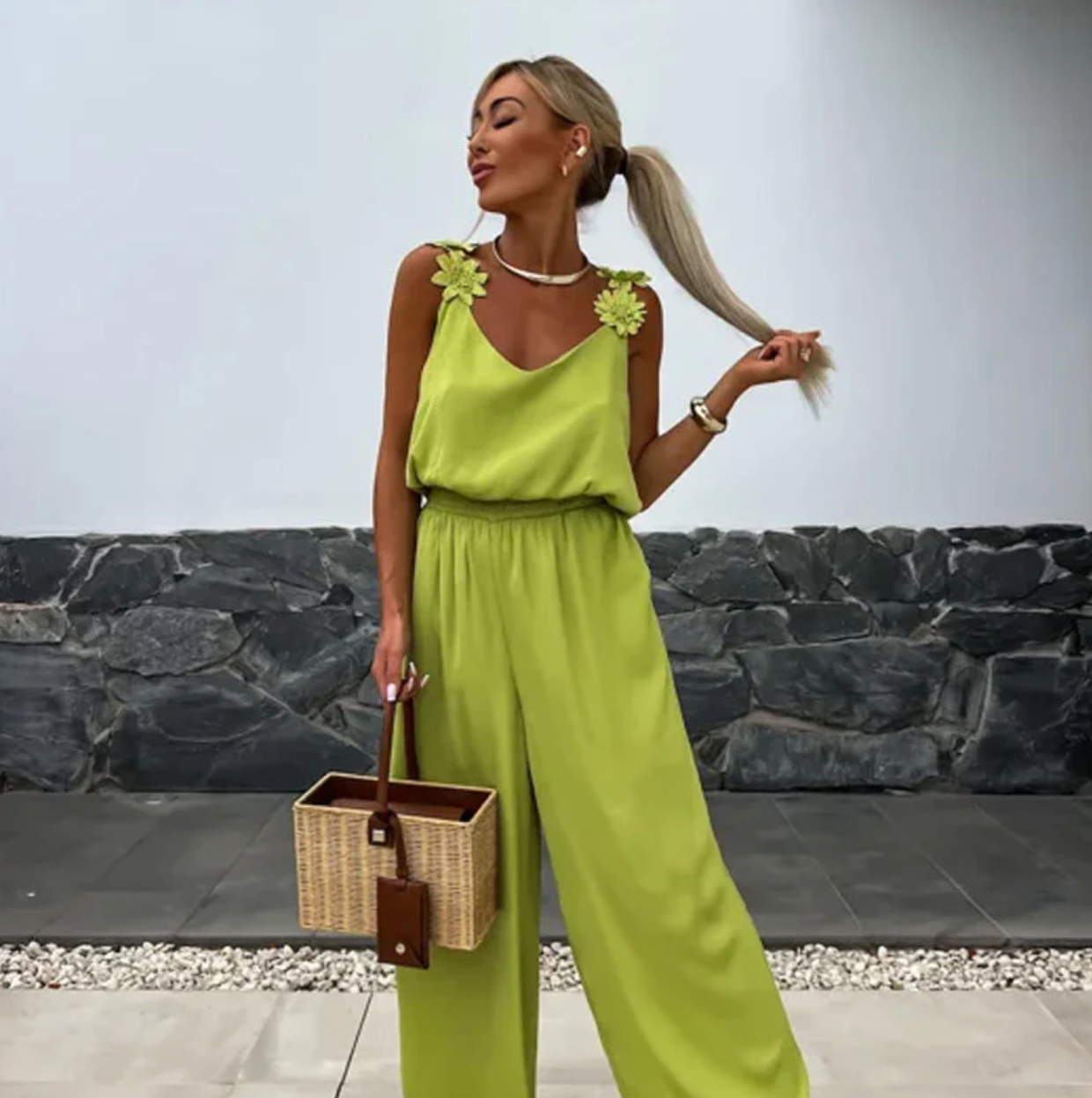 NOMI™ - Ärmlös jumpsuit med breda ben